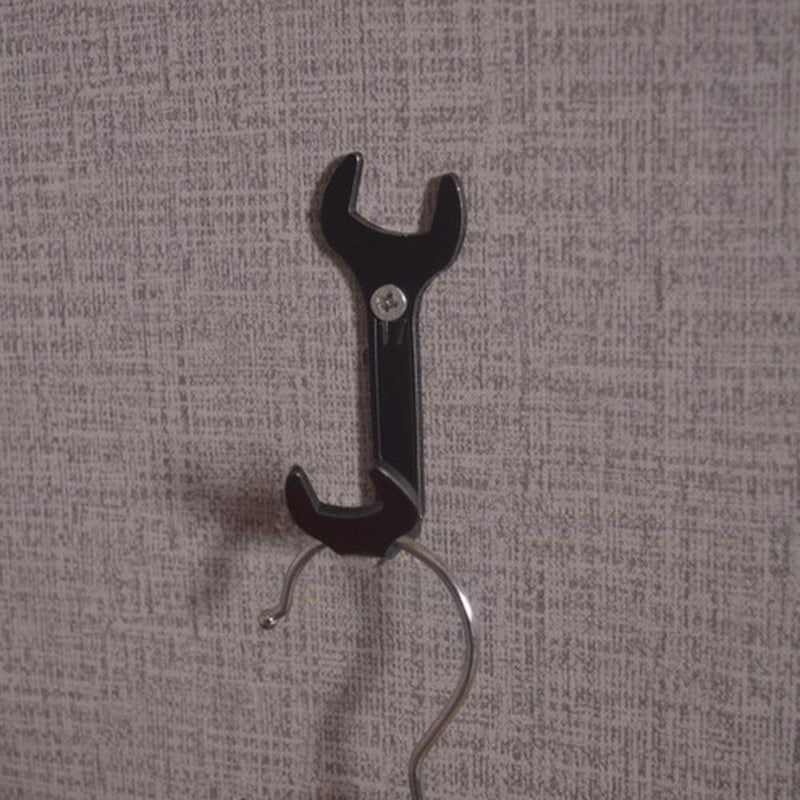 Xinally 4pcs Vintage Wrench Shape Hooks, Black Wall Hooks for Bathroom Kitchen Home or Office Use for Hanging Clothes, Hats, Towels, Clothes, Keys and Other Miscellaneous Items - Image 4